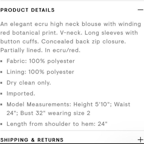 Self Portrait High Neck Printed Blouse Choker Detail Red/Ecru Size UK6/US 2 - Picture 13 of 14